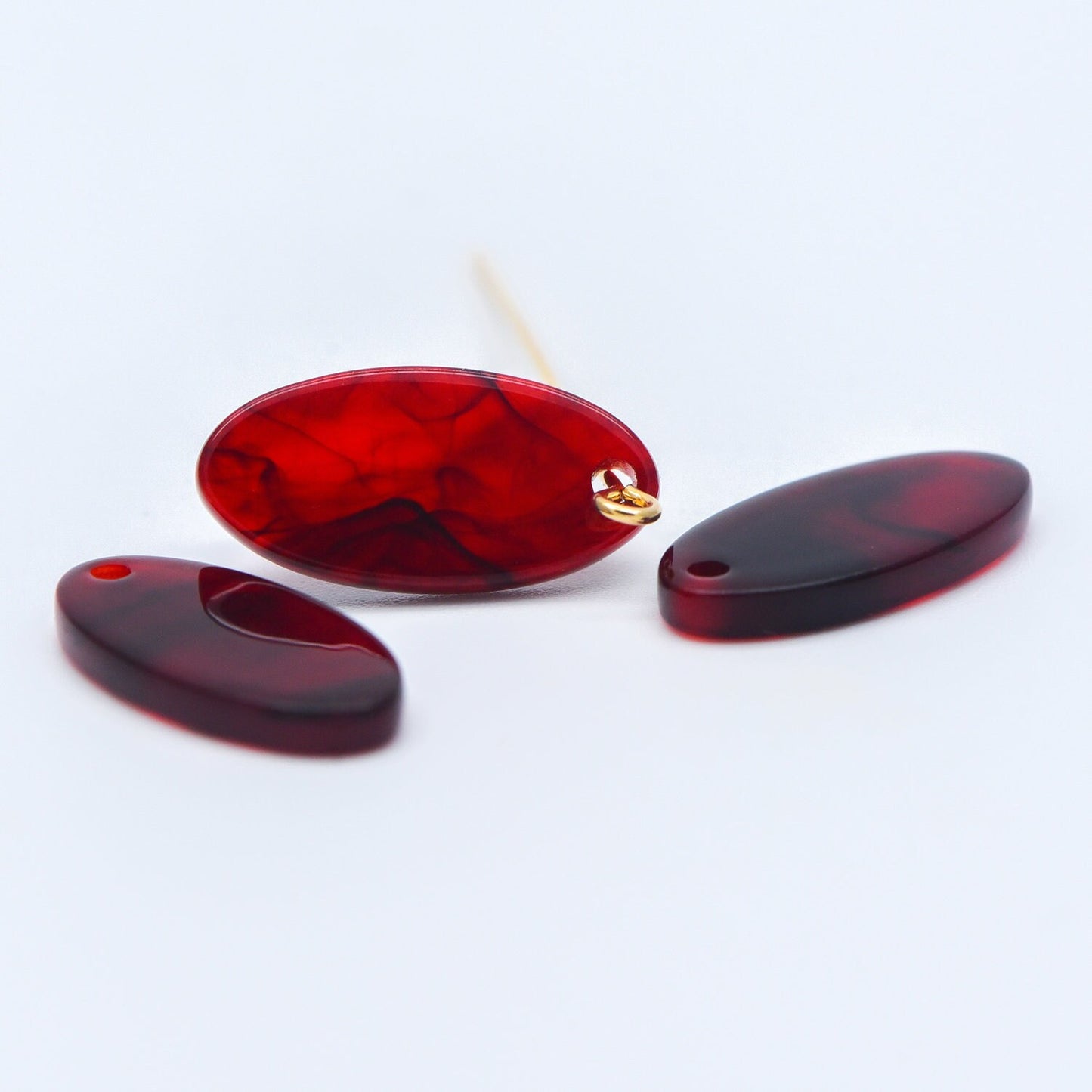 20pcs Tortoise Shell Acetate Oval Pendants 19x10mm, Acrylic Craft Earring Components, Resin Geometric Charms (#HT-50)