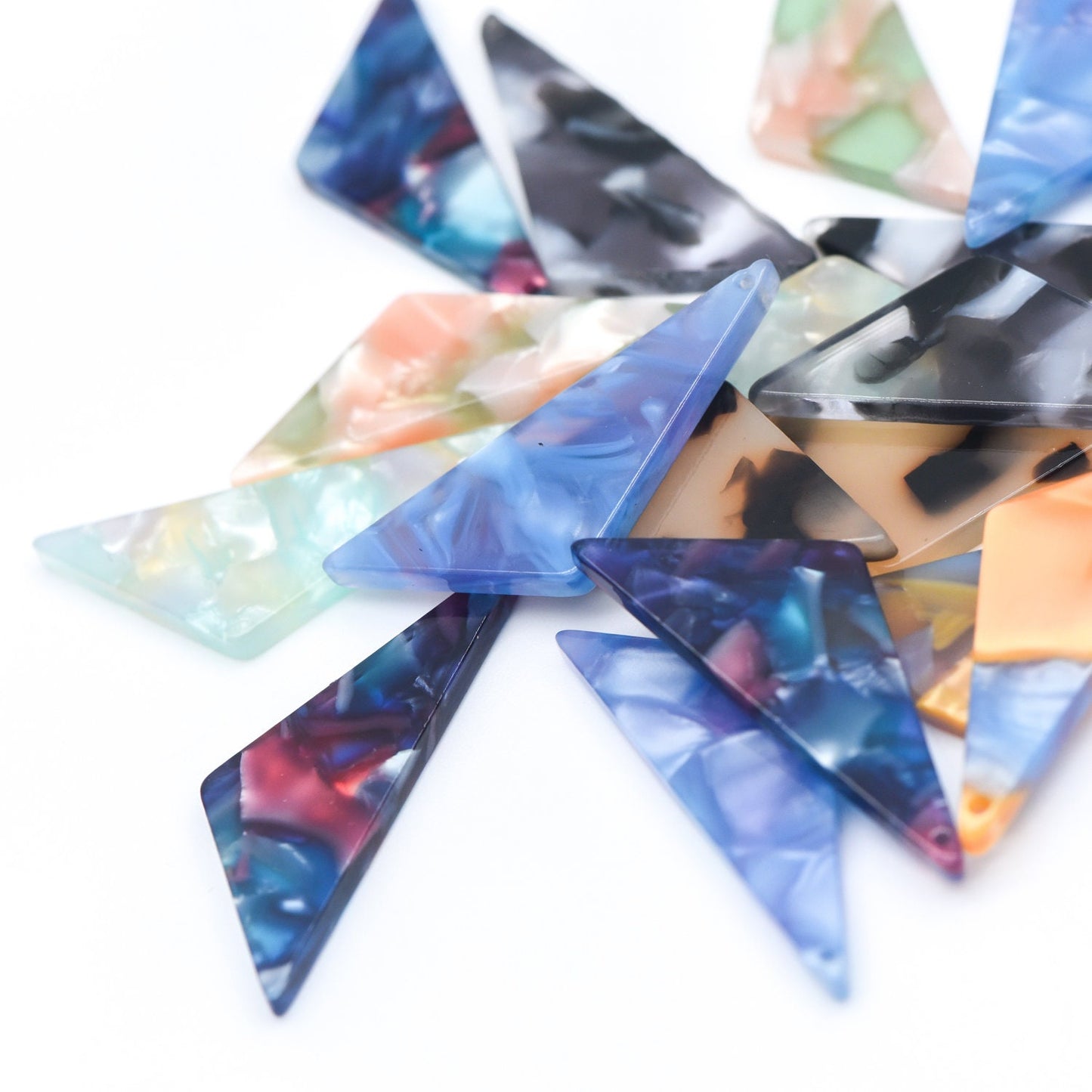 20pcs Tortoise Shell Acetate Triangle Pendants 33mm, Acrylic Craft Earring Components, Geometric Resin Charms (#HT-57)