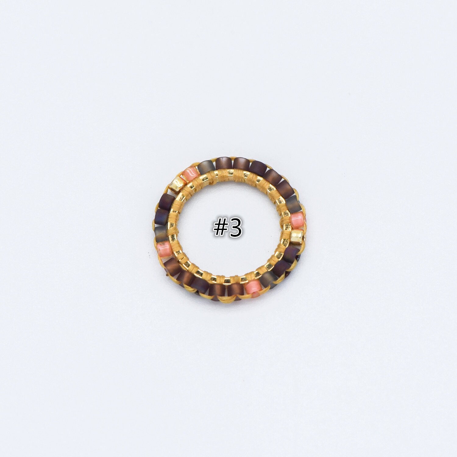 4pcs Seed Beads Round Circle Charm Connectors 16mm, Japan Miyuki Seed Glass Beaded Geometric Ring Pendants (RM-42)