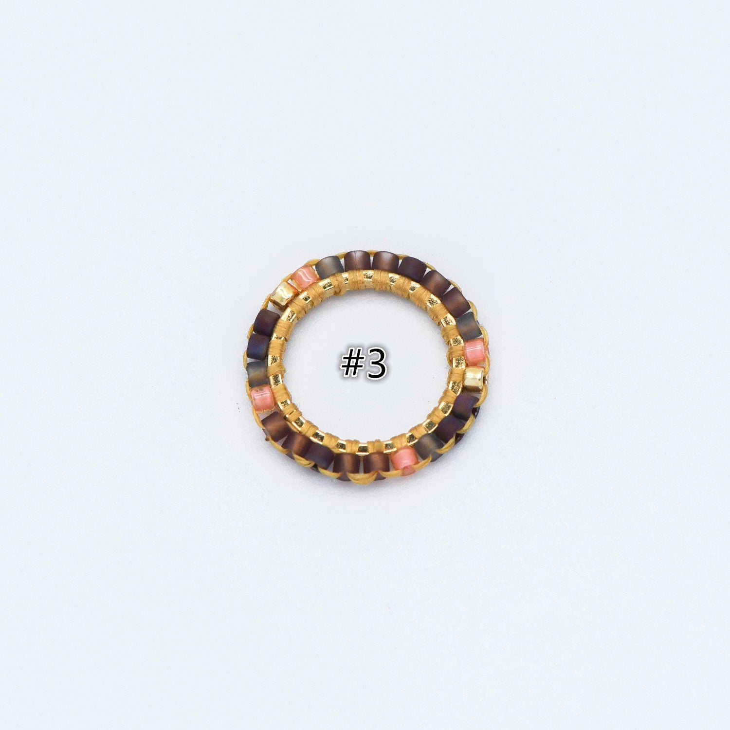4pcs Seed Beads Round Circle Charm Connectors 16mm, Japan Miyuki Seed Glass Beaded Geometric Ring Pendants (RM-42)