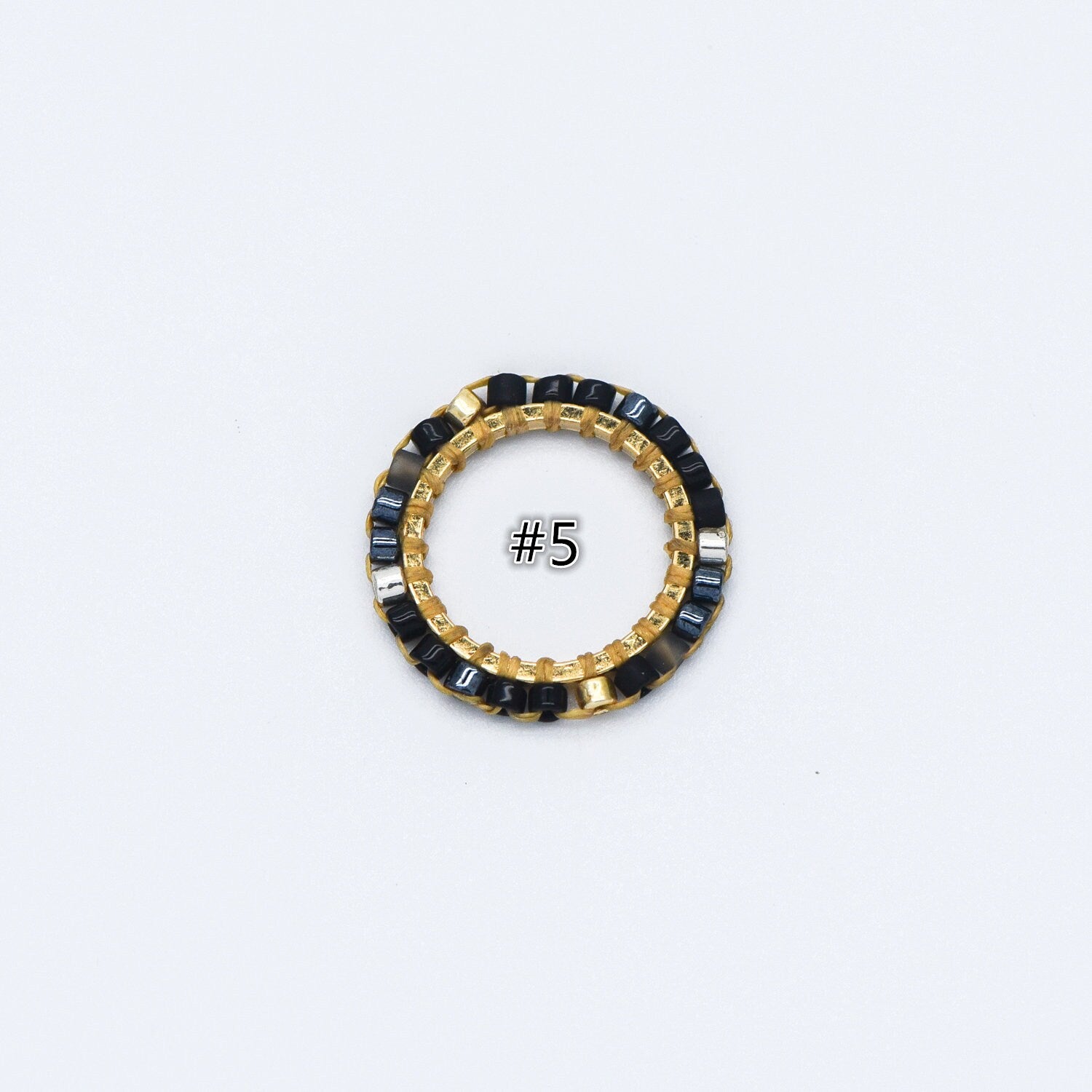 4pcs Seed Beads Round Circle Charm Connectors 16mm, Japan Miyuki Seed Glass Beaded Geometric Ring Pendants (RM-42)