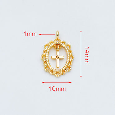 4pcs Gold plated Brass Cross Charm Pendants 14x10mm (GB-2731-N)