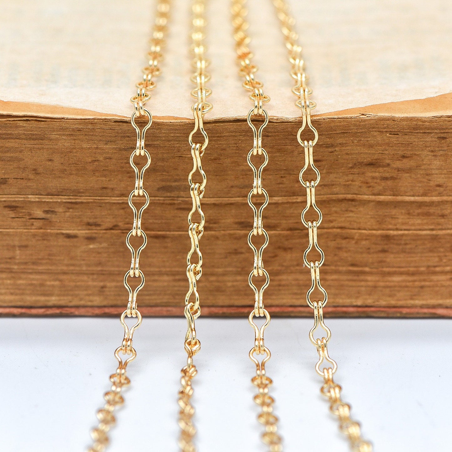 Gold/ Silver tone Link Chains 3.5mm, Real 18K Gold/ Rhodium plated Brass, Quality Specialty Chain Wholesale (#LK-231)/ 1 Meter=3.3 ft
