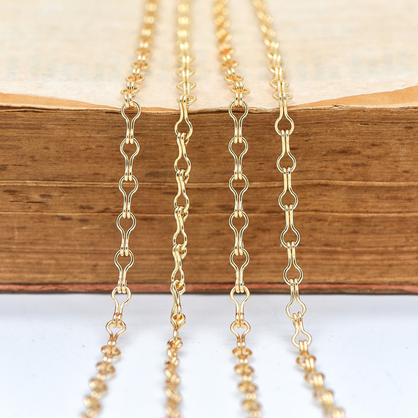 Gold/ Silver tone Link Chains 3.5mm, Real 18K Gold/ Rhodium plated Brass, Quality Specialty Chain Wholesale (#LK-231)/ 1 Meter=3.3 ft