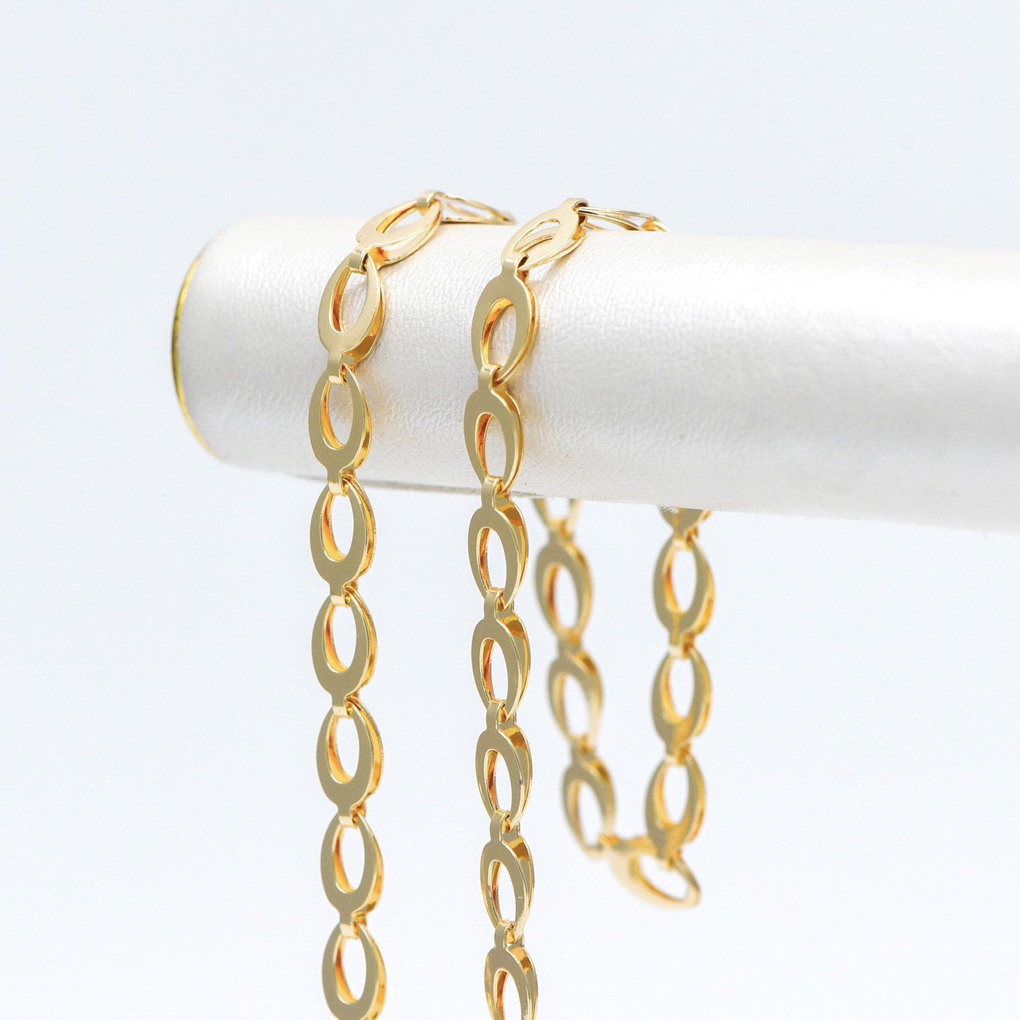 Gold/ Silver tone Specialty Chains, Gold/ Rhodium plated Brass, Link Size 4x8mm, Bulk Chain Wholesale (#LK-232)/ 1 Meter=3.3 ft