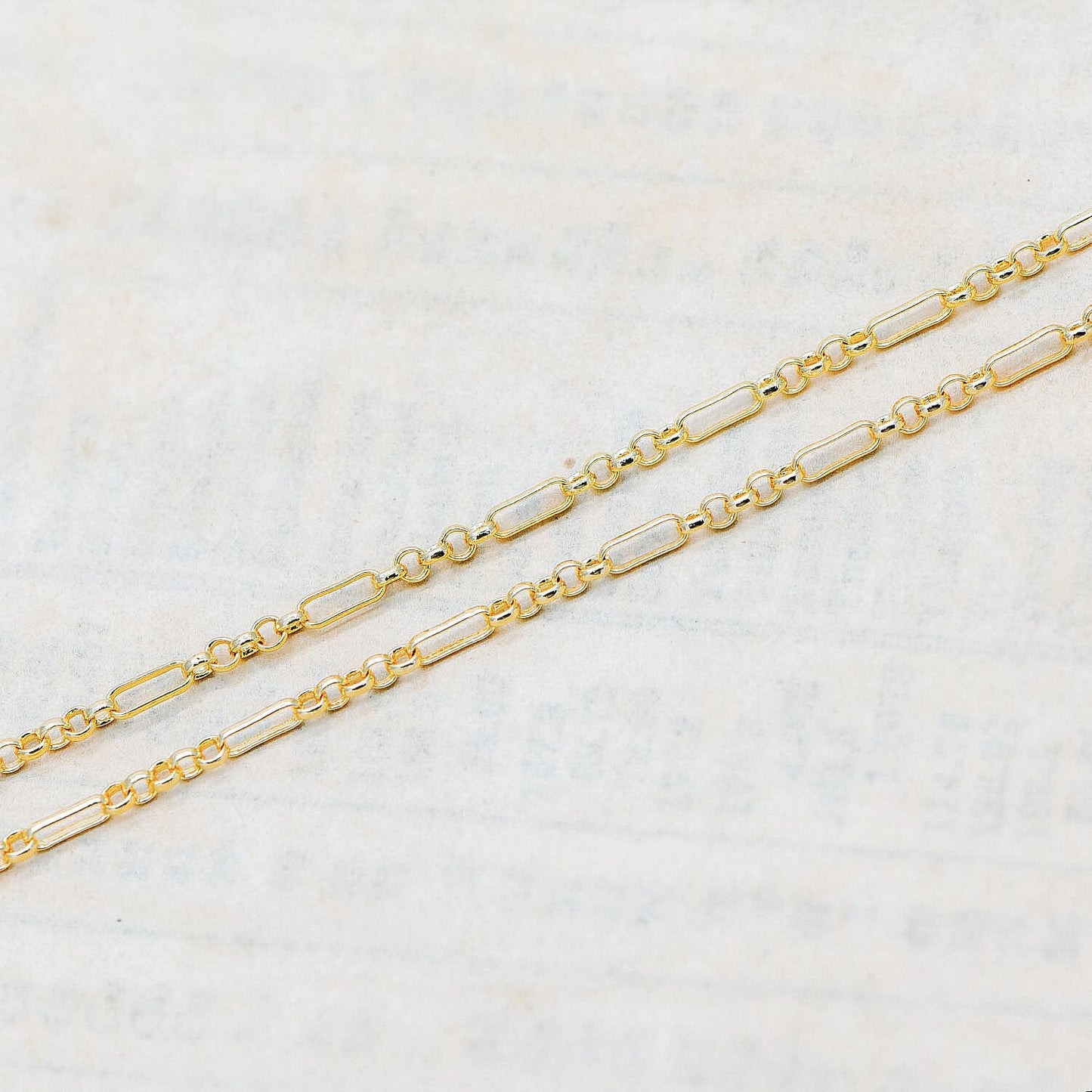 Gold plated Brass Figaro Chains 2.3mm, Long and Short Link Chains (#LK-235-1)/ 1 Meter=3.3 ft