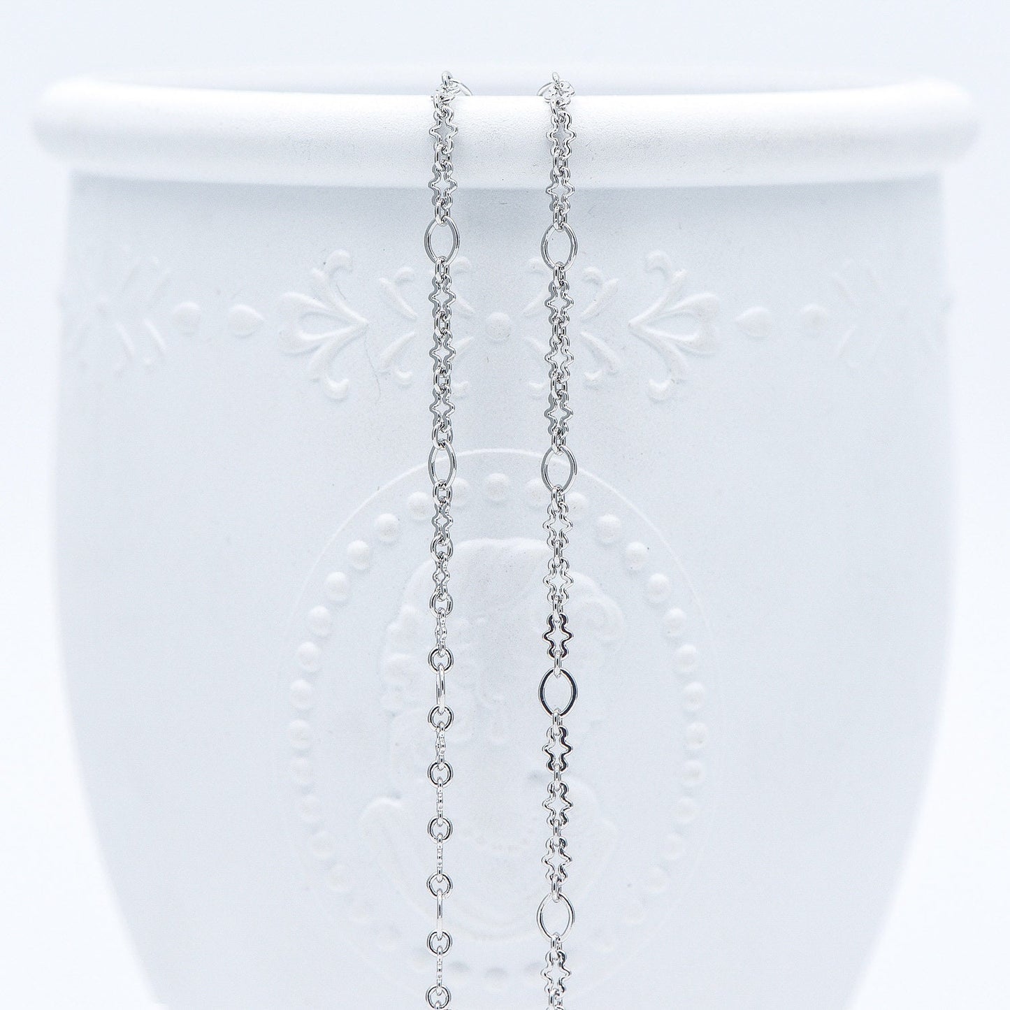 Rhodium plated Brass Link Chains 3mm (#LK-241-2)/ 1 Meter=3.3 ft