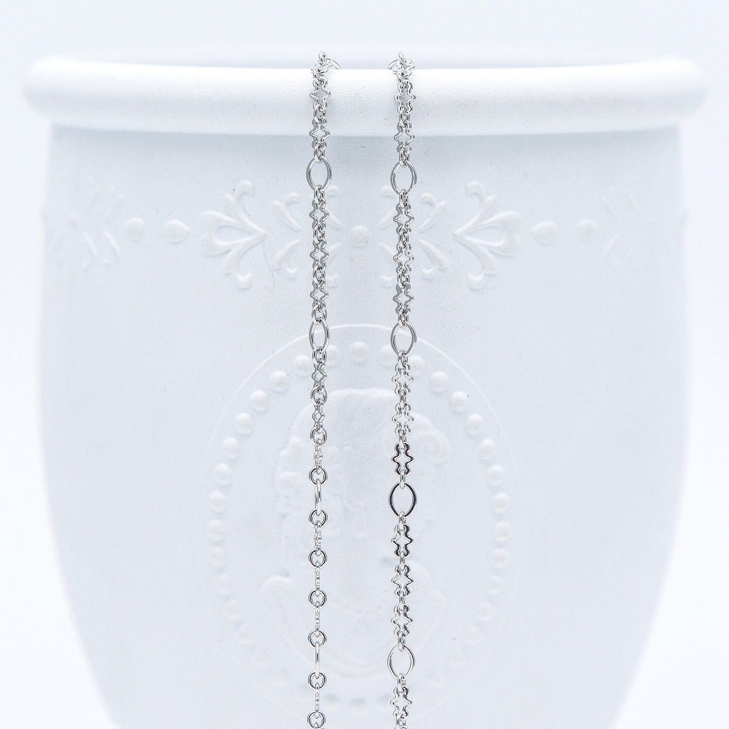 Rhodium plated Brass Link Chains 3mm (#LK-241-2)/ 1 Meter=3.3 ft