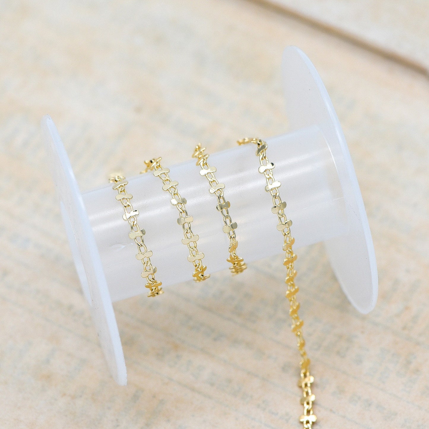 Gold plated Brass Link Chains 3.6mm, Floral Specialty Chains for DIY Necklace (#LK-242-1)/ 1 Meter=3.3 ft