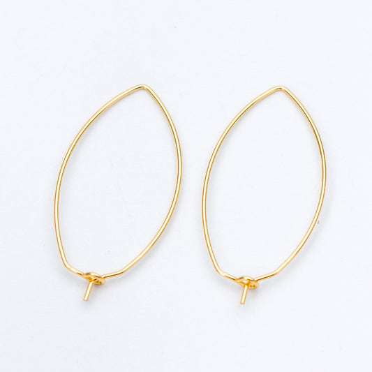 10pcs Gold/ Silver Tone Oval Hoop Ear Wire, Gold/ Rhodium plated Brass Threader Earrings (GB-659)