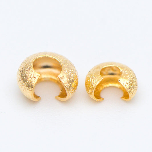 20pcs Gold Crimp Bead Covers, 18K Gold/ Rhodium plated Brass, Conceal Crimp Ends 4/ 5mm (GB-661)