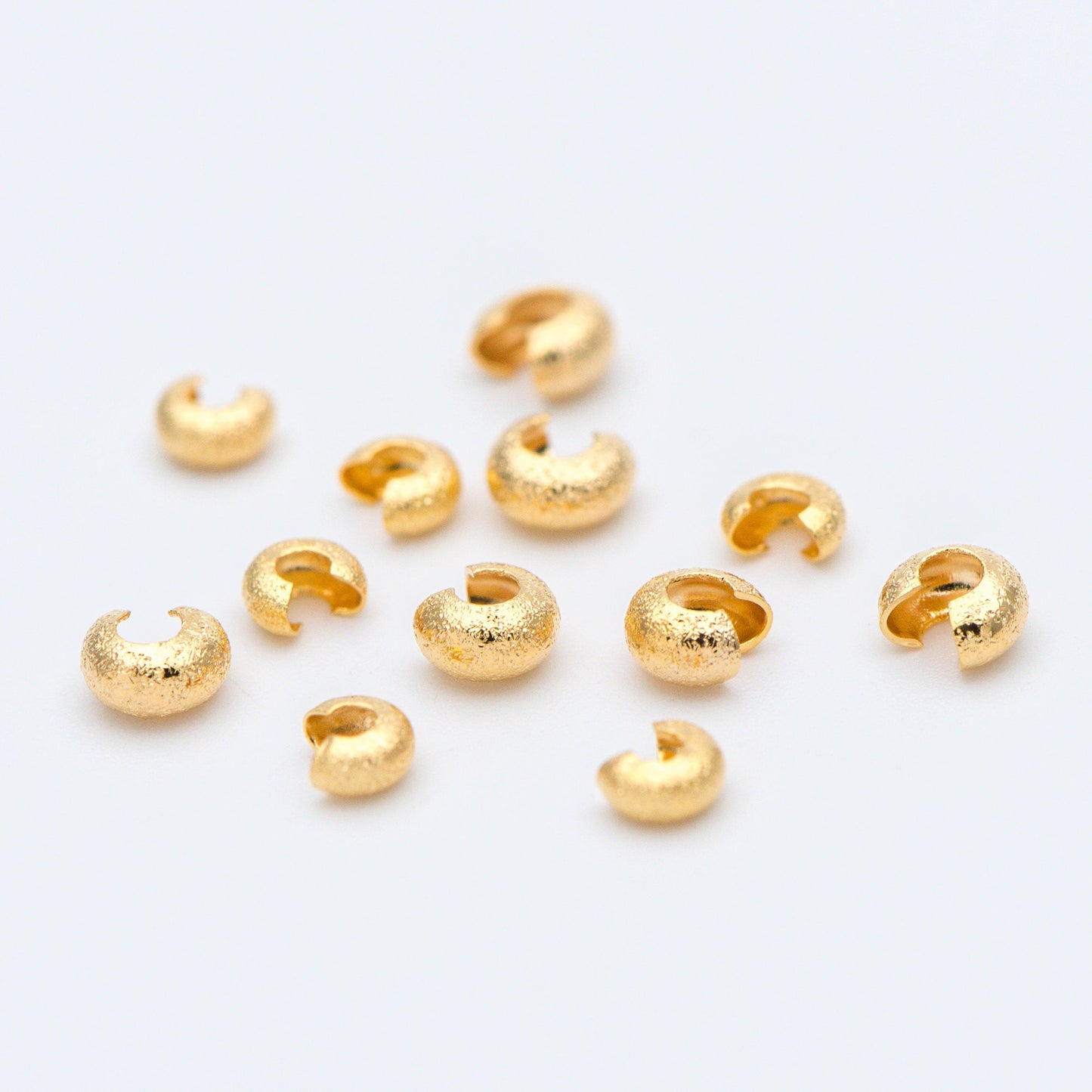20pcs Gold Crimp Bead Covers, 18K Gold plated Brass, Conceal Crimp Ends 4/ 5mm (GB-661)