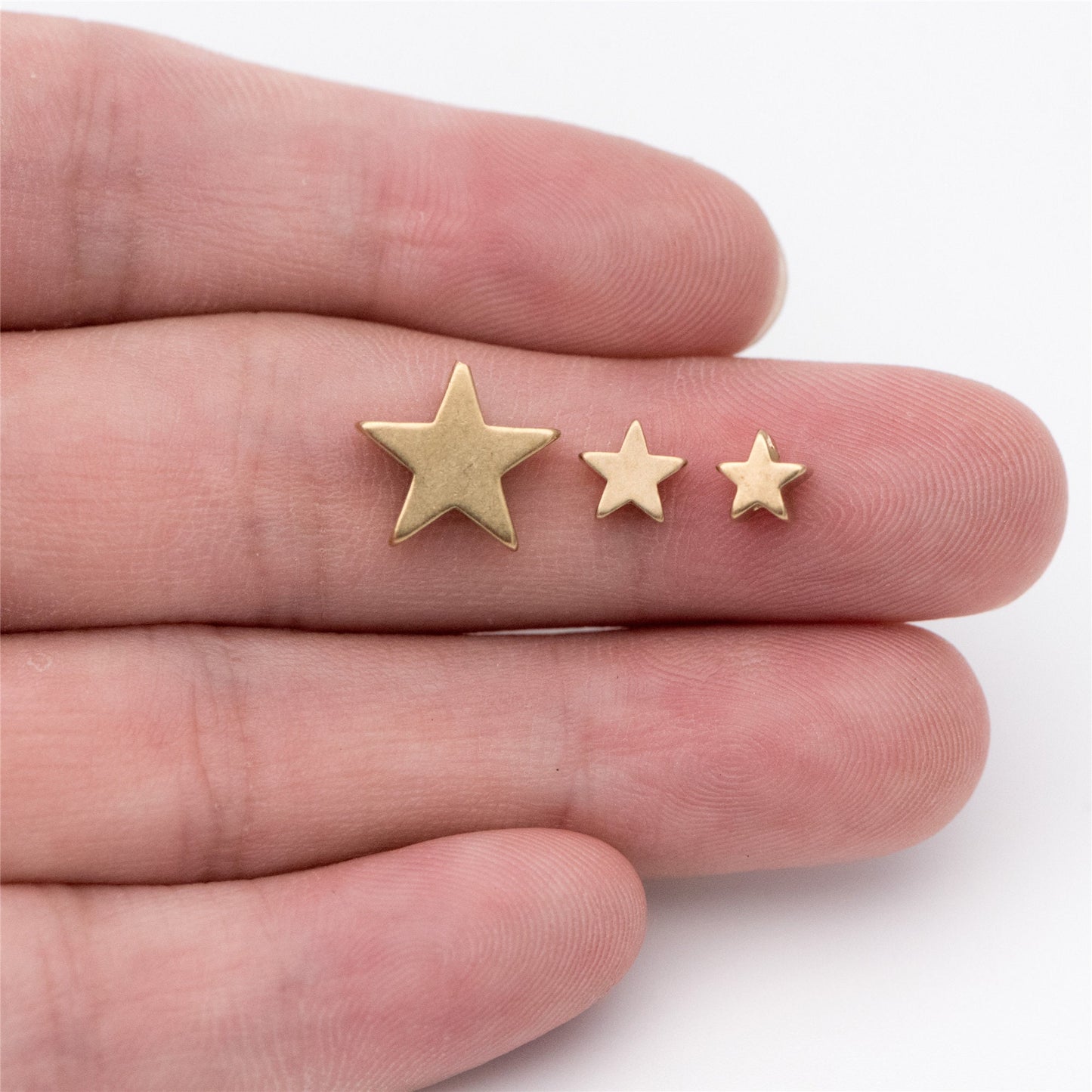 20pcs Raw Brass Star Spacer Beads, 5/ 6/ 11mm Multi Size (RB-117)