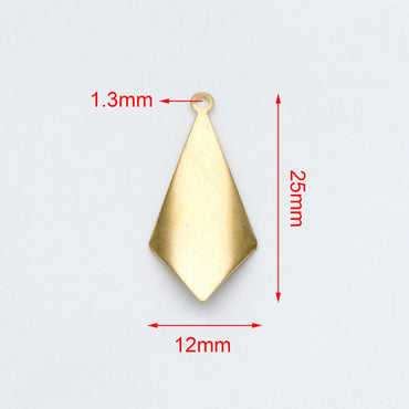20pcs Raw Brass Rhombus Charms 25x12mm, Geometric Stamping Earring Pendants, Brass Findings Wholesale (RB-119)