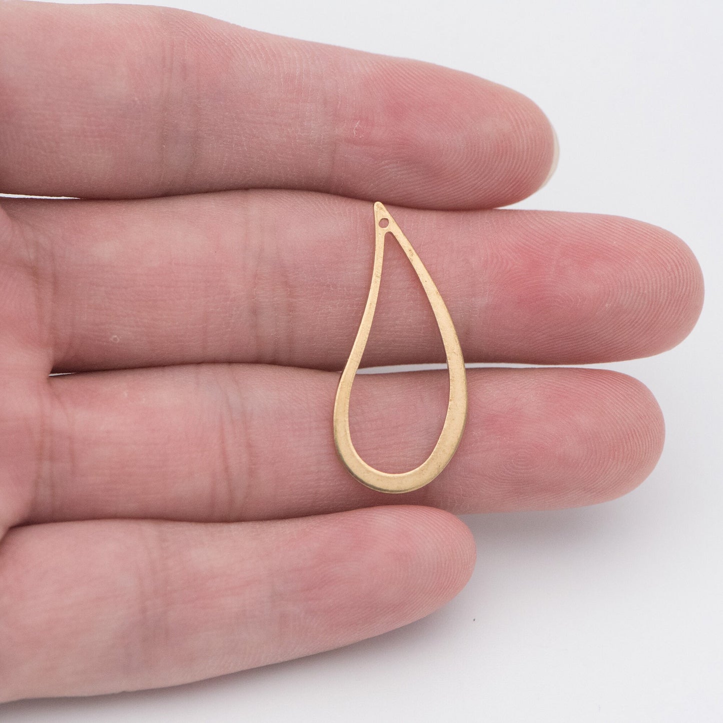 20pcs Raw Brass Link Pendants 29x13mm, Geometric Teardrop Hoop Charms (RB-121)