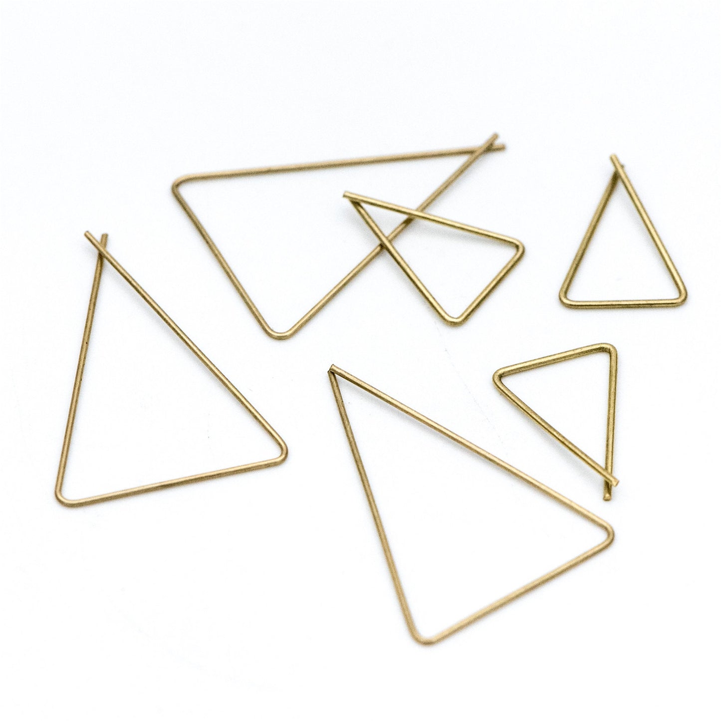 50pcs Raw Brass Earring Hooks, Triangle Threader Earrings, Geometric Ear Wire Findings Wholesale (RB-134)