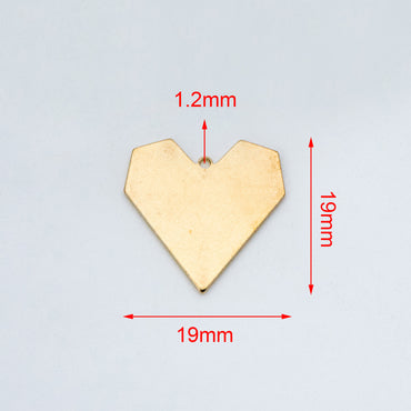 20pcs Raw Brass Heart Charm Pendants 19mm, Brass Findings Wholesale (RB-161)