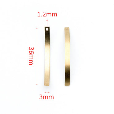 20pcs Raw Brass Curved Bar Charm Pendants 36x3mm (RB-103)