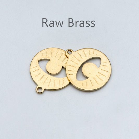 20pcs Raw Brass Eye Charm Pendants 15x17mm, Brass Findings Wholesale (RB-154)