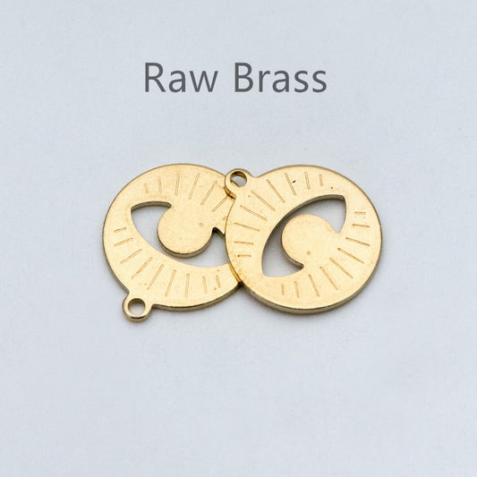 20pcs Raw Brass Eye Charm Pendants 15x17mm, Brass Findings Wholesale (RB-154)