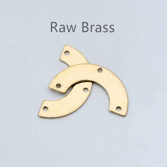 20pcs Raw Brass Fan Charm Connectors, Solid Brass Pendants Wholesale (RB-150)