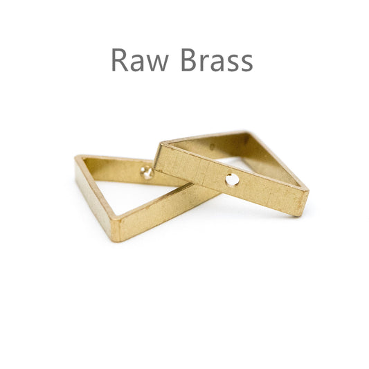 20pcs Raw Brass Triangle Link Pendants 17mm, Geometric Hoop Frame Charms (RB-149)