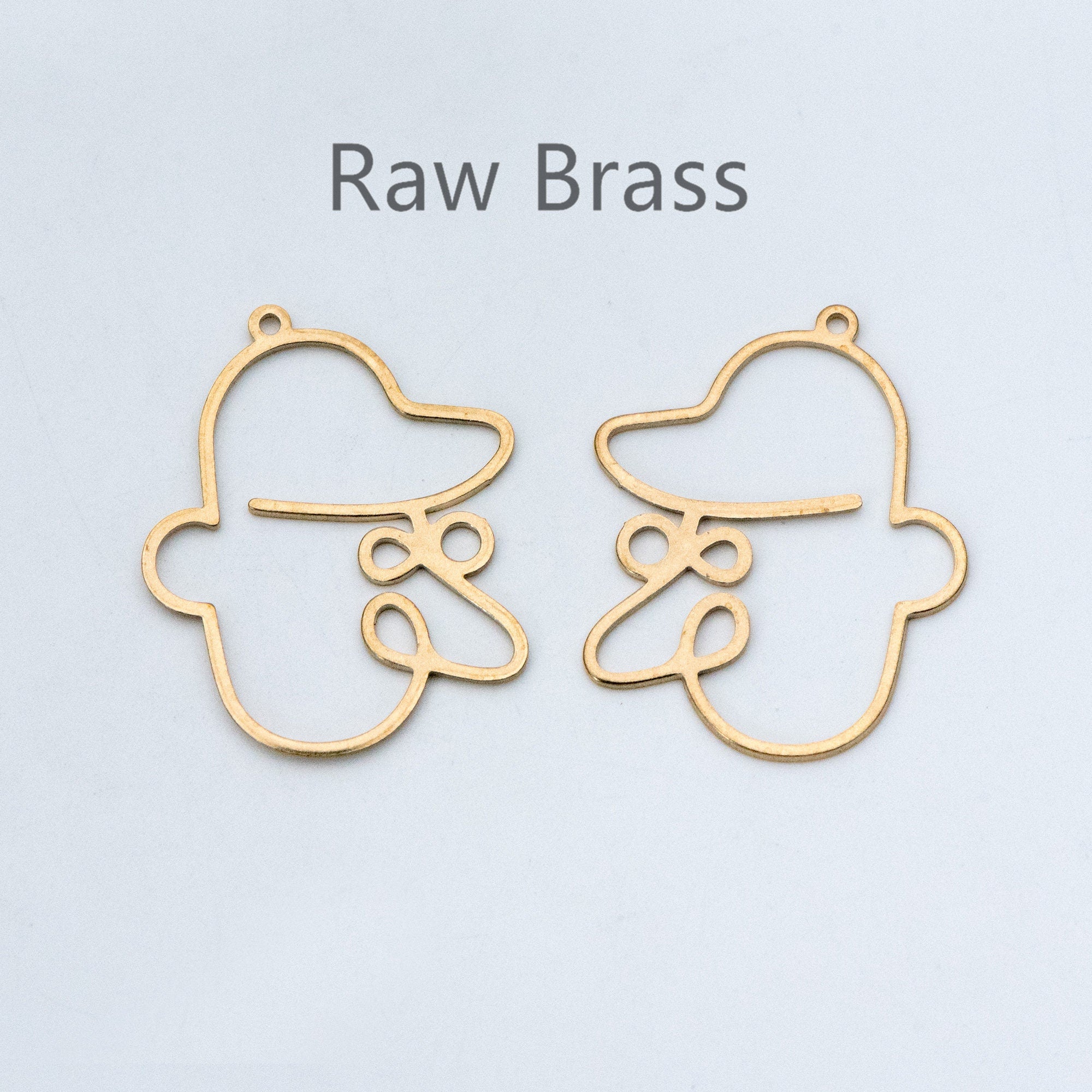 10pcs Raw Brass Face Outline Charms 33x27mm, Vintage Styled Face Pendants Wholesale (RB-146)