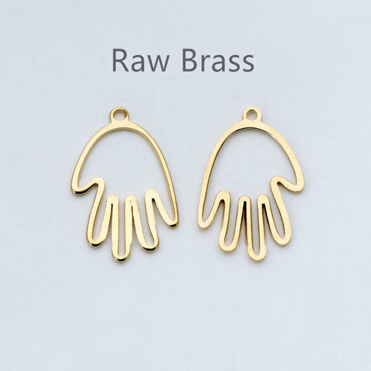 20pcs Raw Brass Hand Charm 20x14mm, Yellow Brass Gesture Pendants, Brass Findings Wholesale (RB-145)