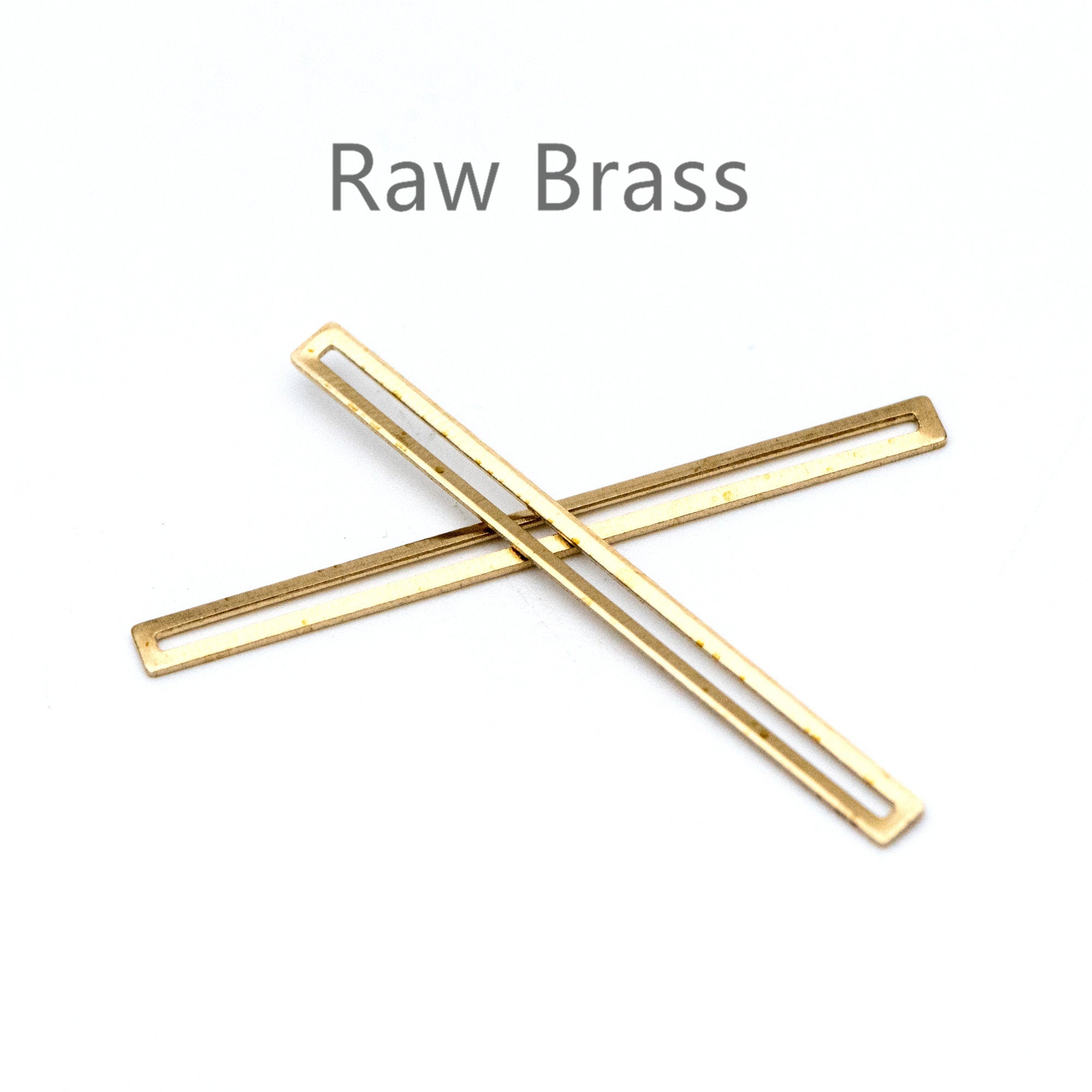20pcs Raw Brass Bar Charm Connectors 40x3mm, Geometric Long Link Pendants (RB-113)