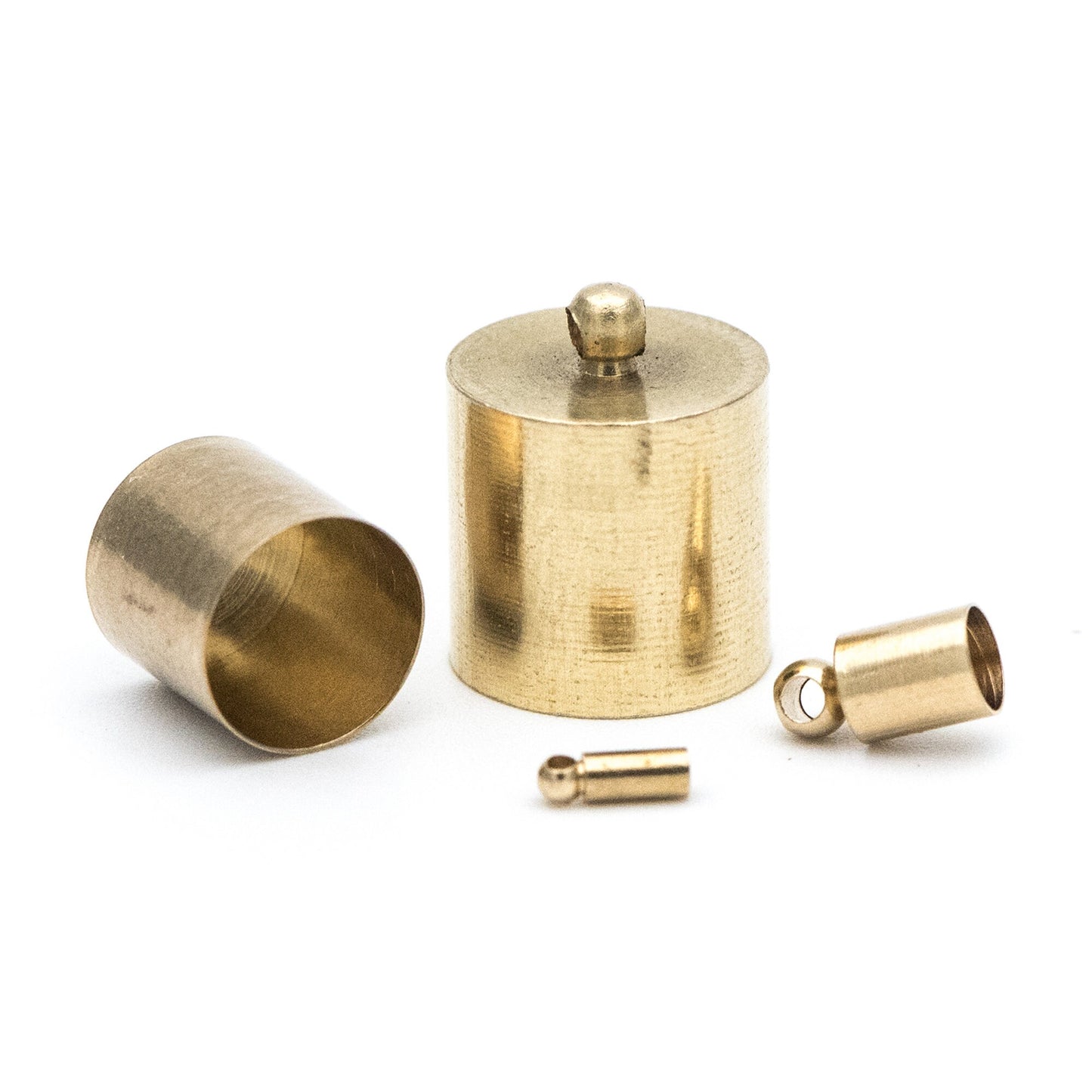 50pcs Raw Brass Barrel Cord End Caps, 2-13mm Multi Size, Glue on End Caps for Leather Tassel Chain (RB-171)