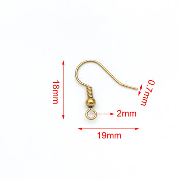 100pcs Raw Brass Earring Hooks, Ear Wire Findings Wholesale (RB-179)