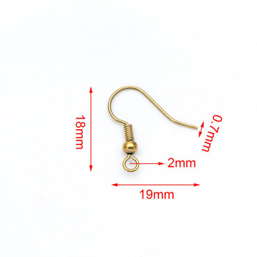 100pcs Raw Brass Earring Hooks, Ear Wire Findings Wholesale (RB-179)