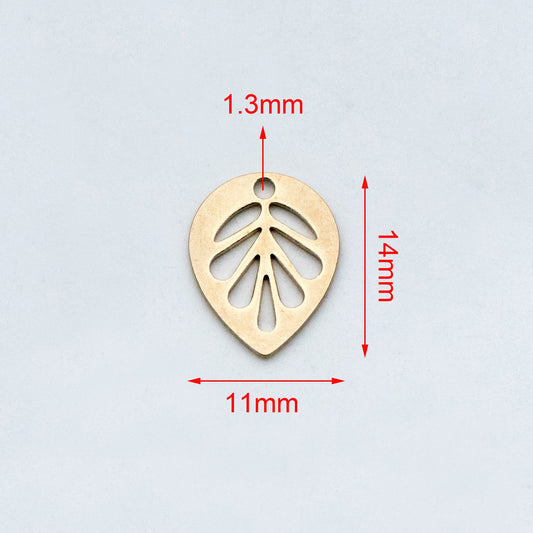 20pcs Raw Brass Leaf Charm Pendants 14mm/ 30mm, Brass Findings Wholesale (RB-159)