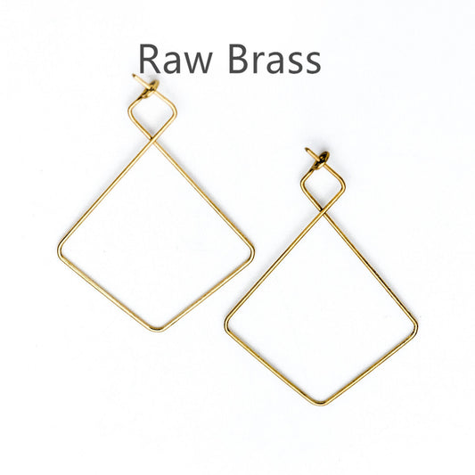 50pcs Raw Brass Threader Earrings 43x30mm, DIY Brass Ear Wire Wholesale (RB-165)
