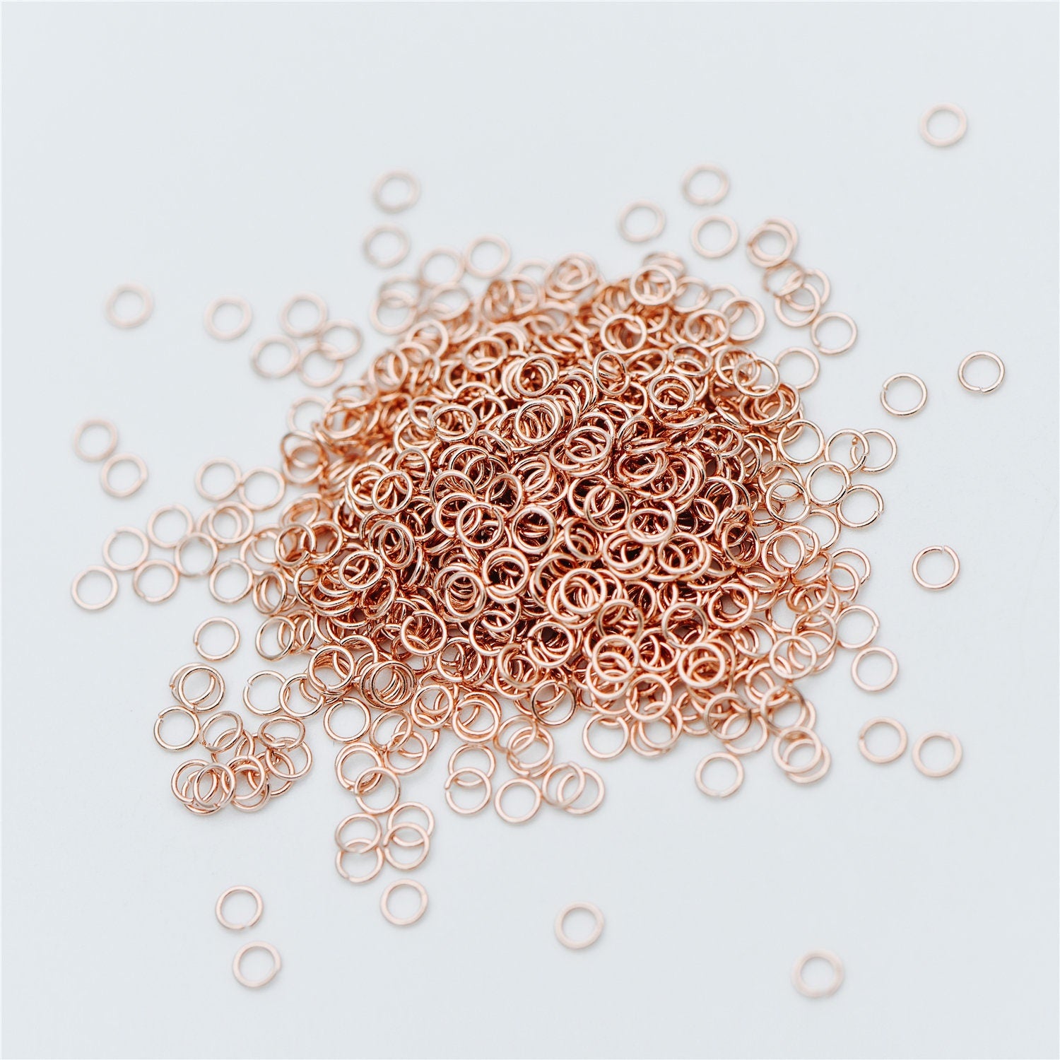 200pcs Rose Gold plated 304 Stainless Steel Open Jump Rings, 3x0.4mm (26 Gauge)/ 4x0.5mm (24 Ga), Tiny Split Rings for Thin Chains (#GB-613)