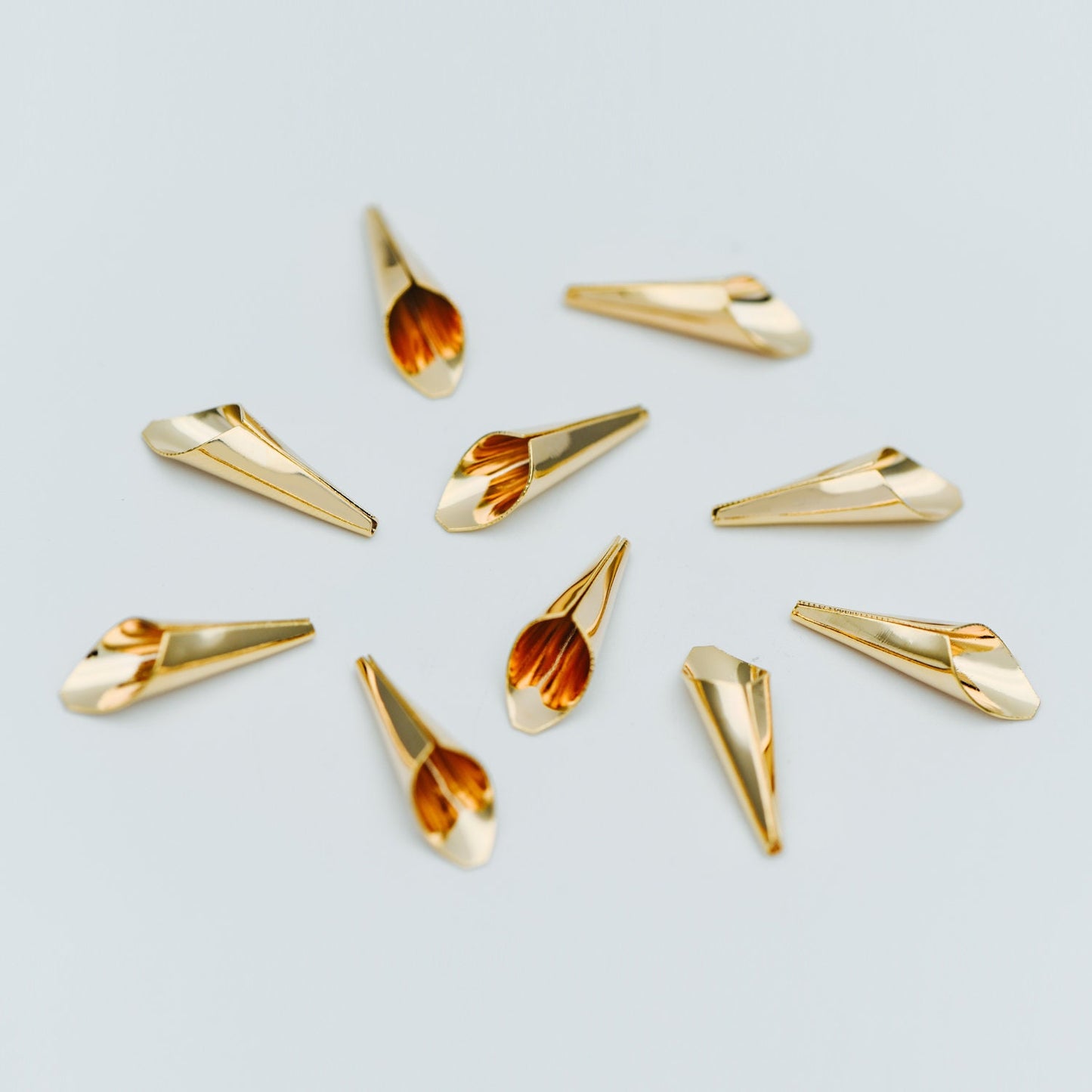 10pcs Gold Floral Bead Tassel Caps 22x7mm, Real Gold plated Brass Cap Ends (GB-626)