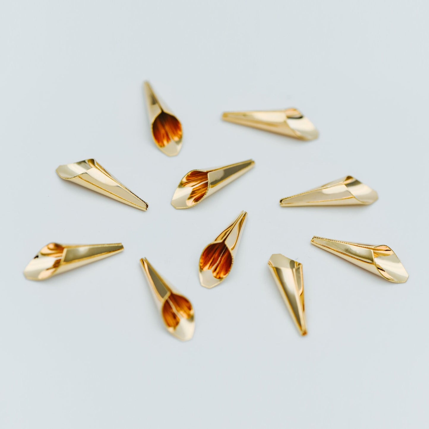 10pcs Gold Floral Bead Tassel Caps 22x7mm, Real Gold plated Brass Cap Ends (GB-626)