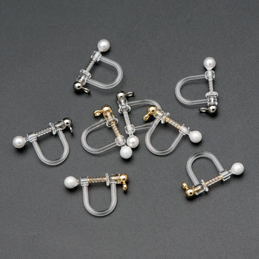 10pcs Resin Clip On Earring Findings,Gold/ Silver tone Non Pierced Earrings (GB-507)