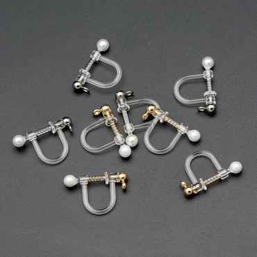 10pcs Resin Clip On Earring Findings,Gold/ Silver tone Non Pierced Earrings (GB-251-B)