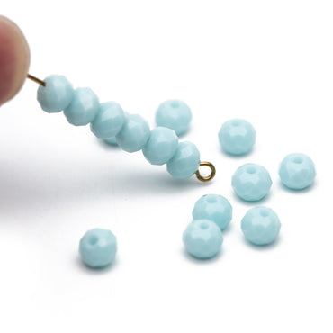 Crystal Glass Faceted Rondelle beads 4x6mm, Baby Blue -(BZ06-161)/ 95pcs
