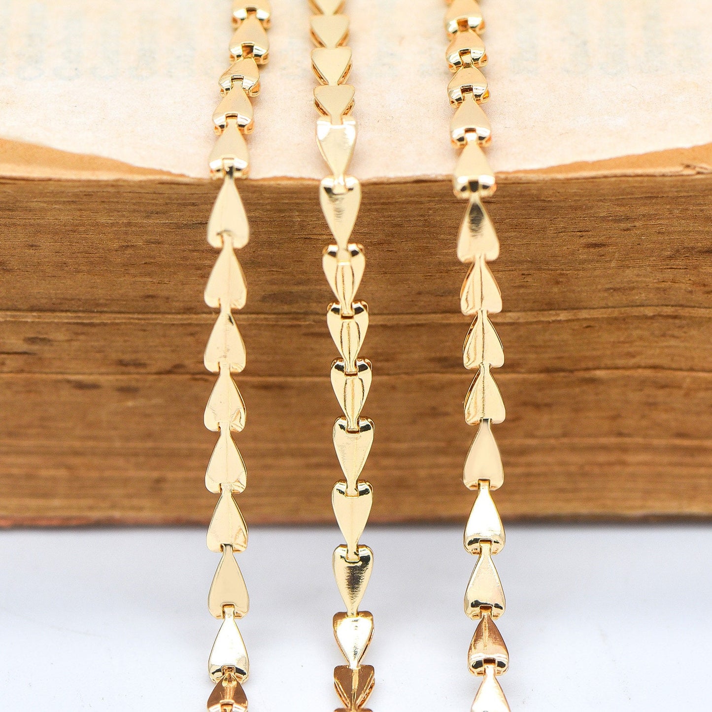 Gold/ Silver Tone Triangle Chain 3mm, Gold/ Rhodium plated Brass Arrow Chain, Quality Chain for DIY Jewelry (#LK-239)/ 1 Meter=3.3 ft