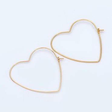 10pcs Gold/ Silver Tone Heart Earring Hoops, Geometric Earring Components (GB-698)
