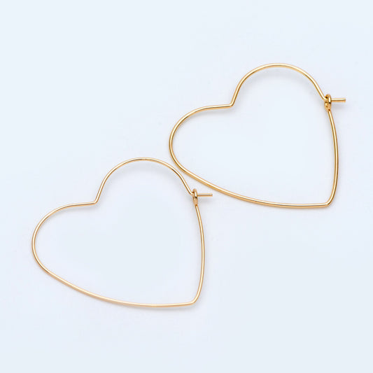 10pcs Gold/ Silver Tone Heart Earring Hoops, Geometric Earring Components (GB-698)