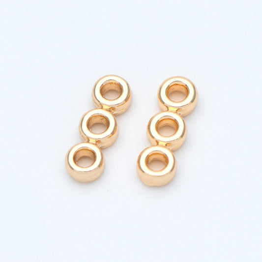10pcs Gold Round Loop Charms 13x5mm, Multi Strand Ring Connectors, Geometric Hoop Pendants (GB-653)