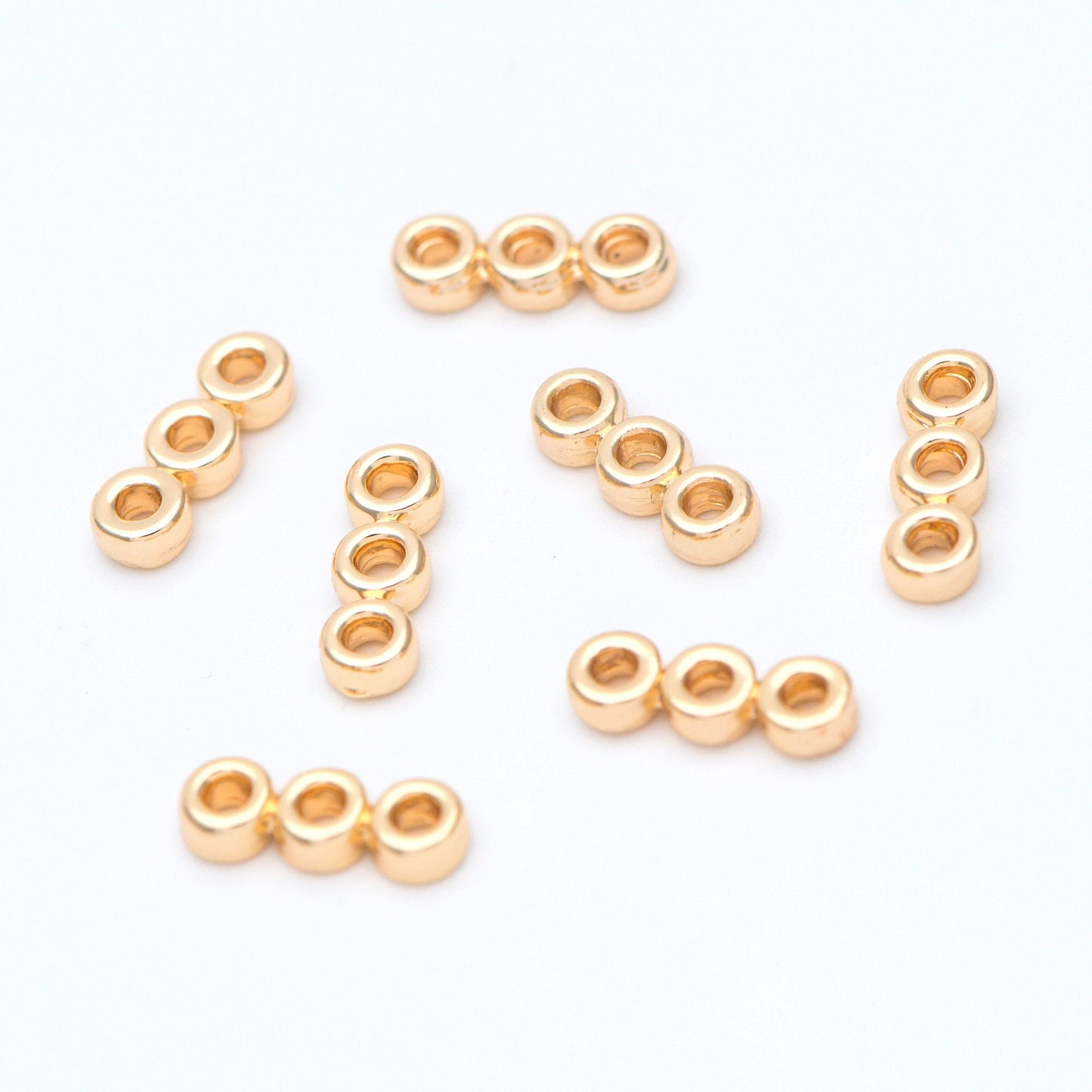 10pcs Gold Round Loop Charms 13x5mm, Multi Strand Ring Connectors, Geometric Hoop Pendants (GB-653)
