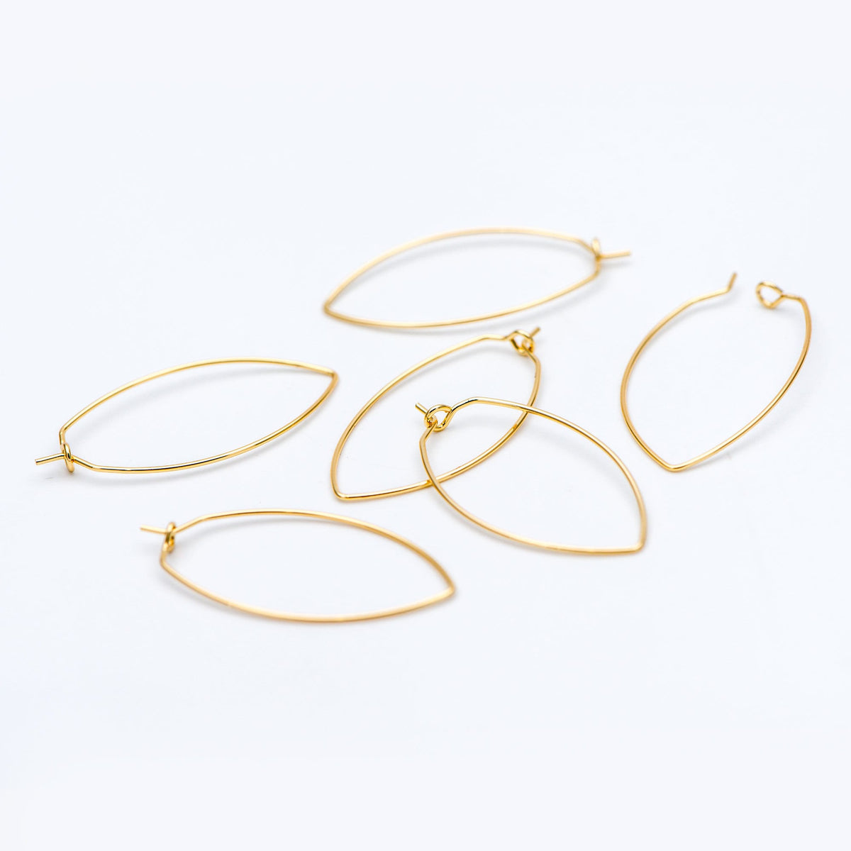 10pcs Gold/ Silver Tone Oval Hoop Ear Wire, Gold/ Rhodium plated Brass Threader Earrings (GB-659)