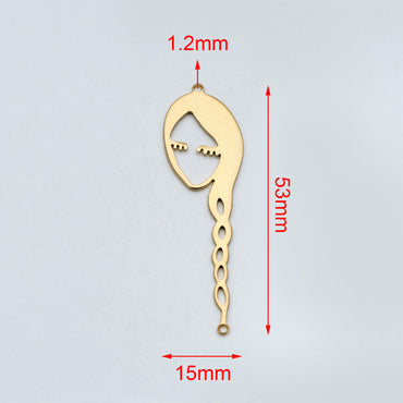 10pcs Raw Brass Face Outline Charms, Vintage Styled Face Pendants Wholesale (RB-141)