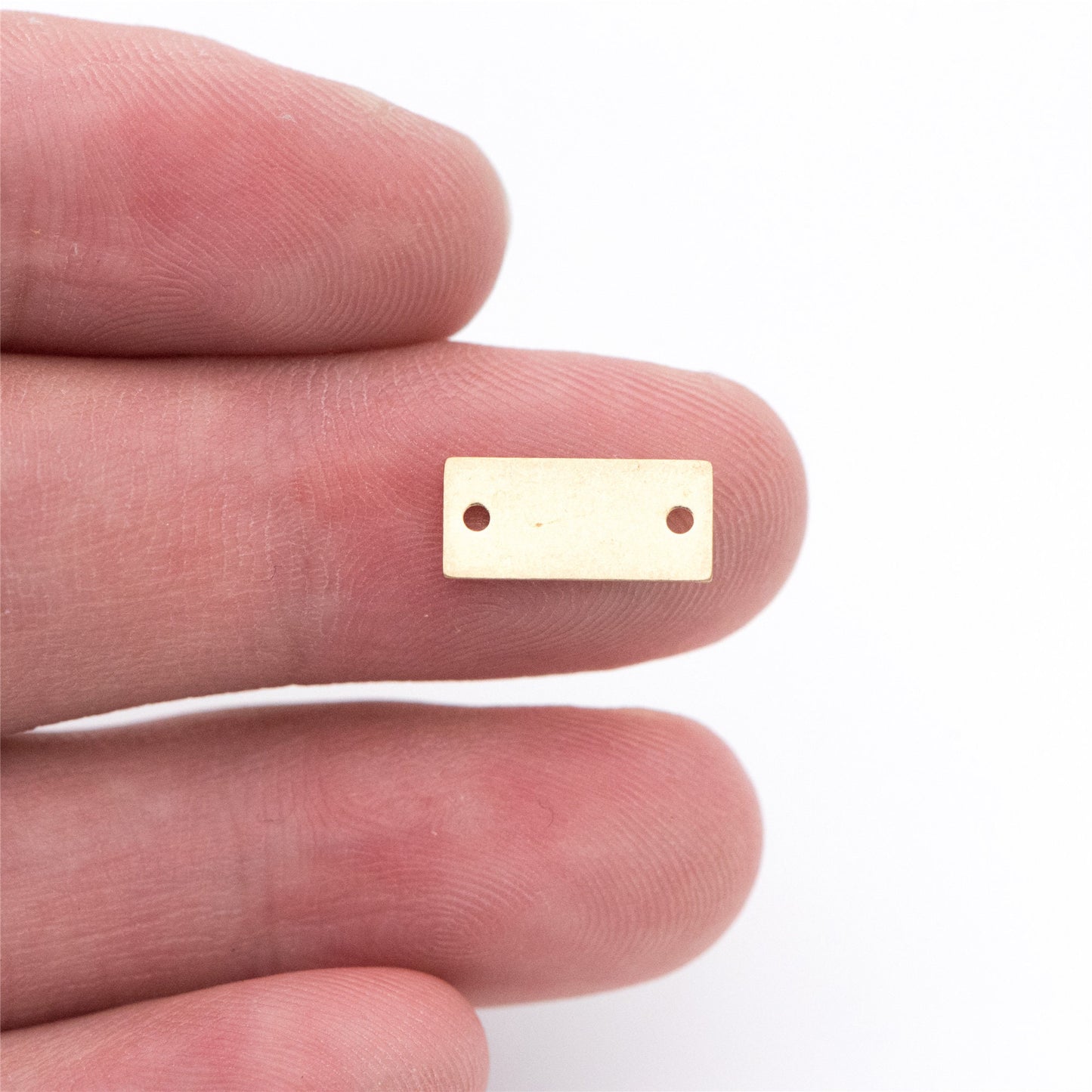 20pcs Raw Brass Charm Connectors 12mm, Solid Brass Rectangle Pendants Wholesale (RB-116)