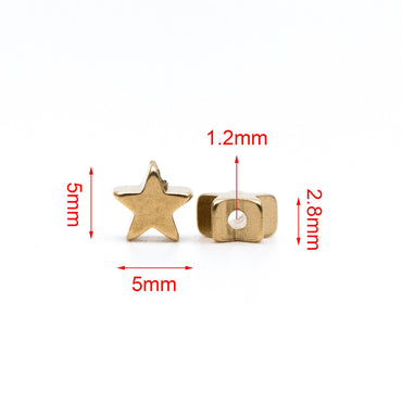 20pcs Raw Brass Star Spacer Beads, 5/ 6/ 11mm Multi Size (RB-117)