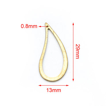20pcs Raw Brass Link Pendants 29x13mm, Geometric Teardrop Hoop Charms (RB-121)